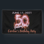 Banderoles Black Pink 50 et toujours Fabulous 50th Birthday P<br><div class="desc">Une bannière fantaisie,  noire et rose pâle moderne 50e anniversaire que vous pouvez personnaliser pour votre bash fête de cinquantième anniversaire. Les couleurs de texte rose et tangerine peuvent être modifiées ainsi que la taille de police et de police à l'aide du menu d'édition.</div>