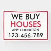 Banderoles Black Red Custom Nous Achetons Maisons Immobilier (Horizontal)
