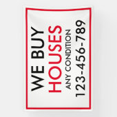 Banderoles Black Red Custom Nous Achetons Maisons Immobilier (Verticale)