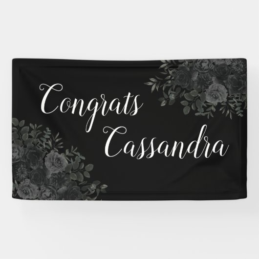 Banderoles Black Rose Dark Gothic Graduation Party (Horizontal)