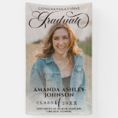 Banderoles Black Script Félicitations Photo Graduation (Vertical)