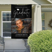 Banderoles Black Simple Modern Script Photo Graduation Party