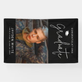 Banderoles Black Simple Modern Script Photo Graduation Party (Horizontal)