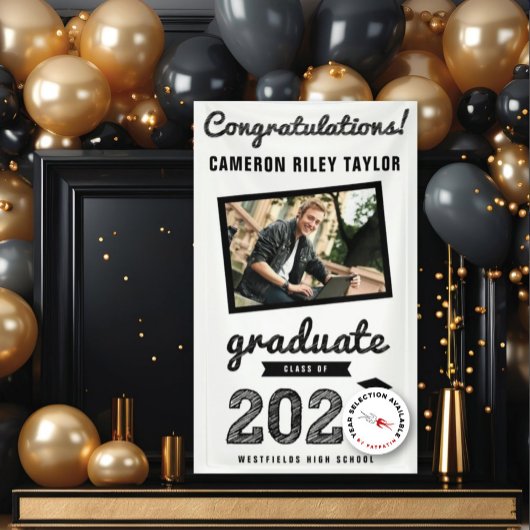 Banderoles Black Sketch 2025 Félicats Photo Graduation Party