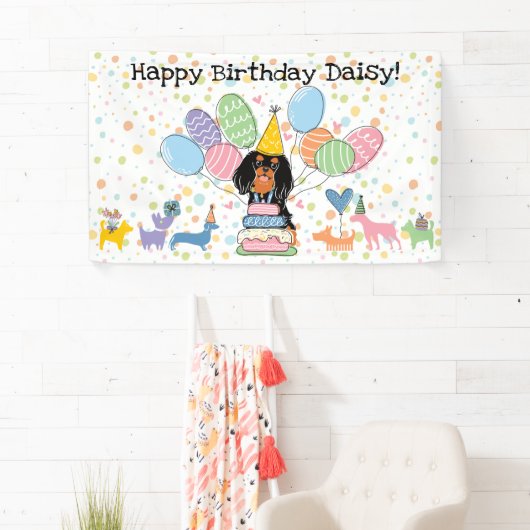 Banderoles Black Tan Cavalier King Charles Spaniel Anniversai (En situation)