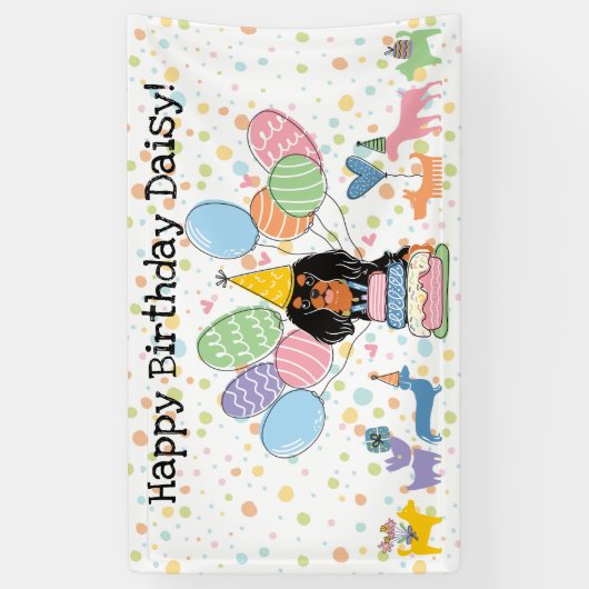 Banderoles Black Tan Cavalier King Charles Spaniel Anniversai (Vertical)