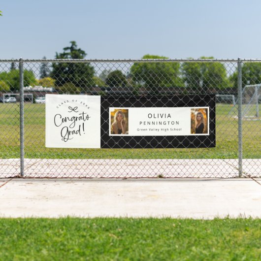 Banderoles Black White 2 Photo Félicats Grad Party Banner (En situation)