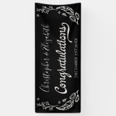 Banderoles Black White Elegant Chic Mariage Félicitations (Vertical)