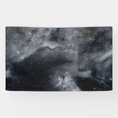 Banderoles Black White Galaxy Nebula Painting (Horizontal)