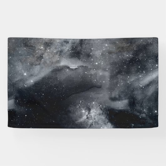 Banderoles Black White Galaxy Nebula Painting (Horizontal)
