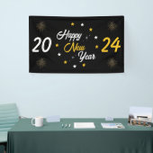 Banderoles Black White & Gold Star Bonne année 2024 (Salon professionnel)