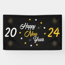 Black White & Gold Star Bonne année 2024