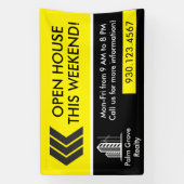 Banderoles Black Yellow Open House Direction Immobilier (Verticale)