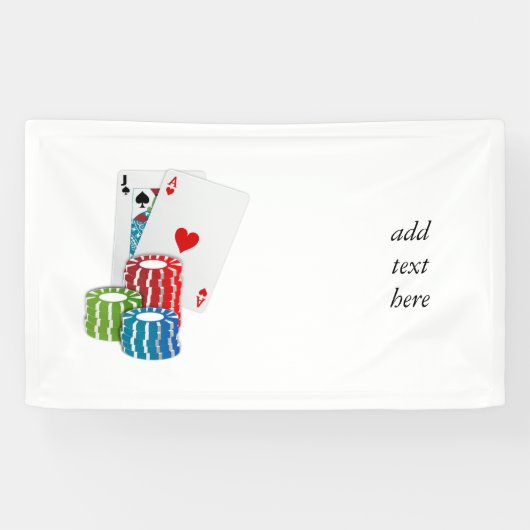 Banderoles Blackjack avec jetons de poker (Horizontal)