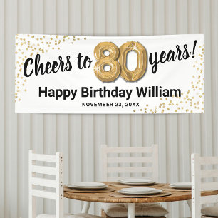 Banderoles Blanc Or Pailleté 80e Anniversaire