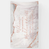 Banderoles Blanc & Rose Gold Agate Marbre Mariage Bienvenue (Vertical)