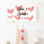 Banderoles blanc simple style de texte mariage rouge coeur (En situation)