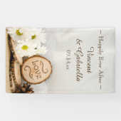 Banderoles Blancs rustiques Mariage de bois (Horizontal)
