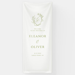 Banderoles Blason de la ligne artistique florale verte olive 