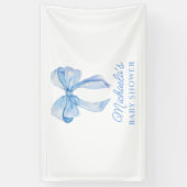 Banderoles Bleu Aquarelle Coquette Bow Baby shower minimal (Vertical)