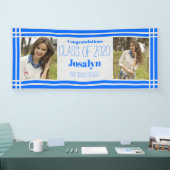 Banderoles Bleu Argent Géométrique Deux Photos Graduation (Salon professionnel)