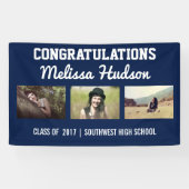 Banderoles Bleu audacieux de photo des félicitations trois (Horizontal)