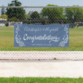 Banderoles Bleu Blanc Élégant Chic Mariage Félicitations (En situation)
