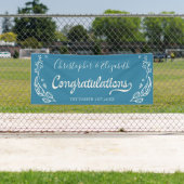 Banderoles Bleu Blanc Élégant Chic Mariage Félicitations (En situation)