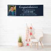 Banderoles Bleu Blanc Lycée College Graduation Photo (En situation)