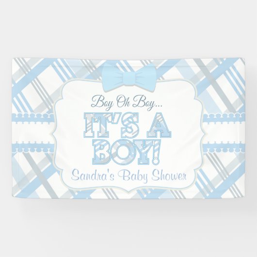 Banderoles Bleu, c'est un garçon, baby shower de plaid (Horizontal)