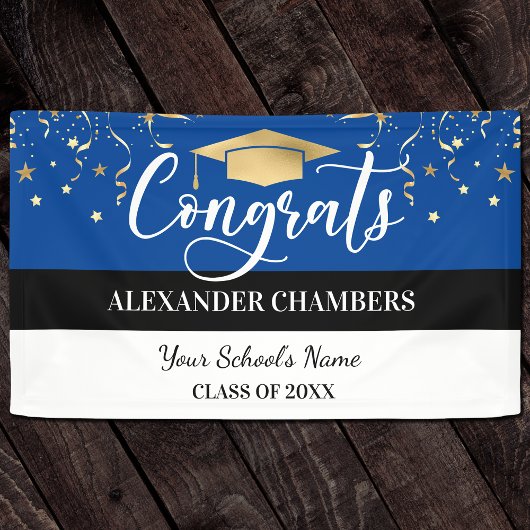 Banderoles Bleu Confetti Graduation