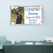 Banderoles Bleu de baseball et noir une photo Graduation (Salon professionnel)