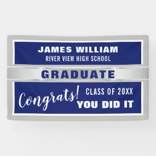 Banderoles Bleu et Argent Classe de 20XX Graduation