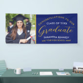 Banderoles Bleu Et Or Congrats Grad Photo Graduation (Salon professionnel)