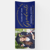Banderoles Bleu Et Or Congrats Grad Photo Graduation (Vertical)