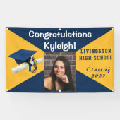 Banderoles Bleu et or Vinyl Graduation Photo (Horizontal)