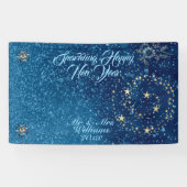 Banderoles Bleu étincelant Parties scintillant du Nouvel An É (Horizontal)