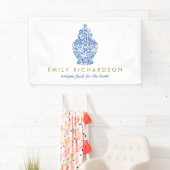 Banderoles Bleu Ginger Pottery Logo Designer Blanc/Bleu (En situation)