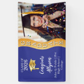 Banderoles Bleu | Gold Congrats Graduate Wave Photo (Vertical)