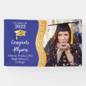 Banderoles Bleu | Gold Congrats Graduate Wave Photo (Horizontal)