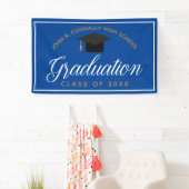 Banderoles Bleu Gold Graduation Custom High School Party (En situation)