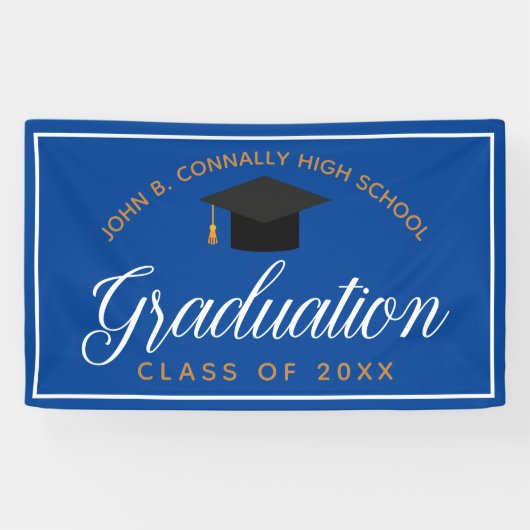 Banderoles Bleu Gold Graduation Custom High School Party (Horizontal)