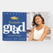 Banderoles Bleu graduation photo or casquette simple gras mod (Horizontal)