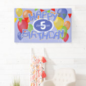 Banderoles bleu heureux anniversaire découper les ballons bis (En situation)