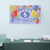 Banderoles bleu heureux anniversaire découper les ballons bis (Salon professionnel)