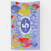 Banderoles bleu heureux anniversaire découper les ballons bis (Vertical)