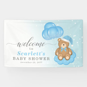 Banderoles Bleu hiver Sleepy Baby shower d'ours Affiche de bi