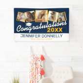 Banderoles Bleu Jaune Blanc Congrats Graduate 2025 (En situation)