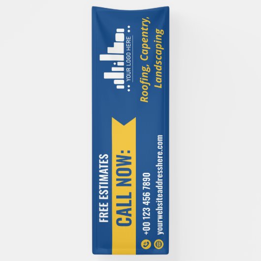 Banderoles Bleu Jaune Petite Entreprise Appel maintenant Logo (Vertical)