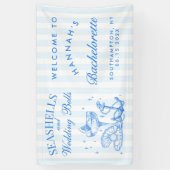 Banderoles Bleu Rétro Coquillages & Cloches de Mariage Enterr (Vertical)